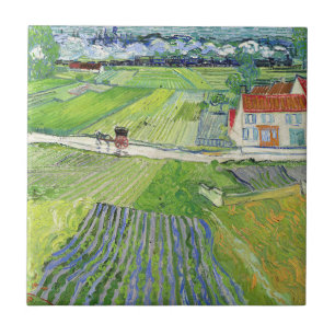 Carreau Vincent van Gogh - Paysage avec Carrosse & Train