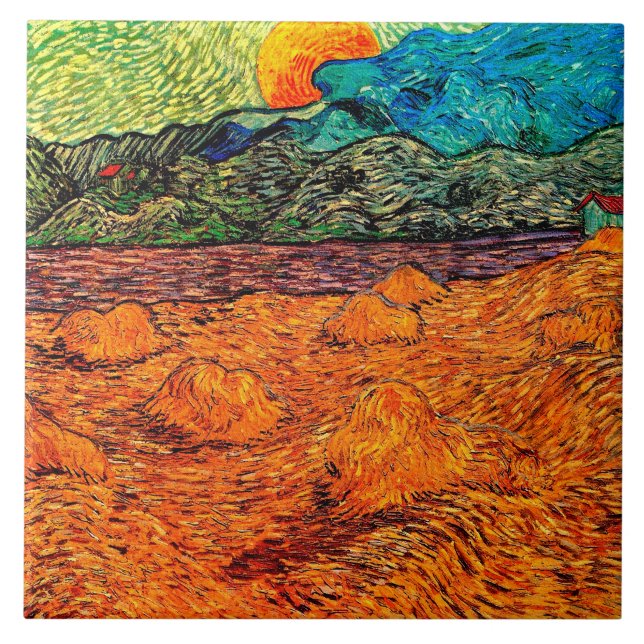 Carreau Vincent Van Gogh - Paysage du soir avec lune monta (Devant)
