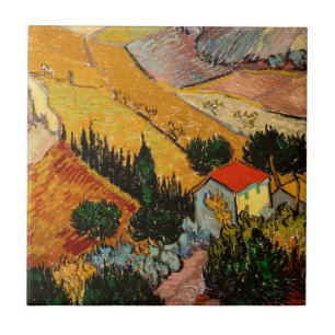 Carreau Vincent van Gogh - Paysage, Maison et Laboureur