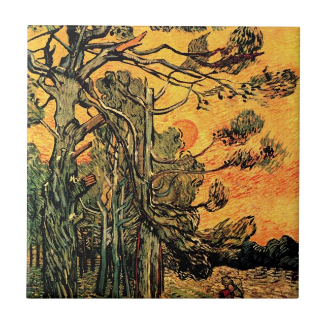 Carreau Vincent Van Gogh - Pins contre un ciel rouge (Devant)