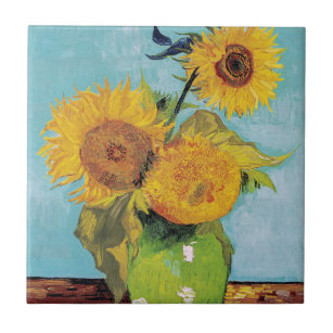 Carreau Vincent Van Gogh - Trois tournesols dans un vase