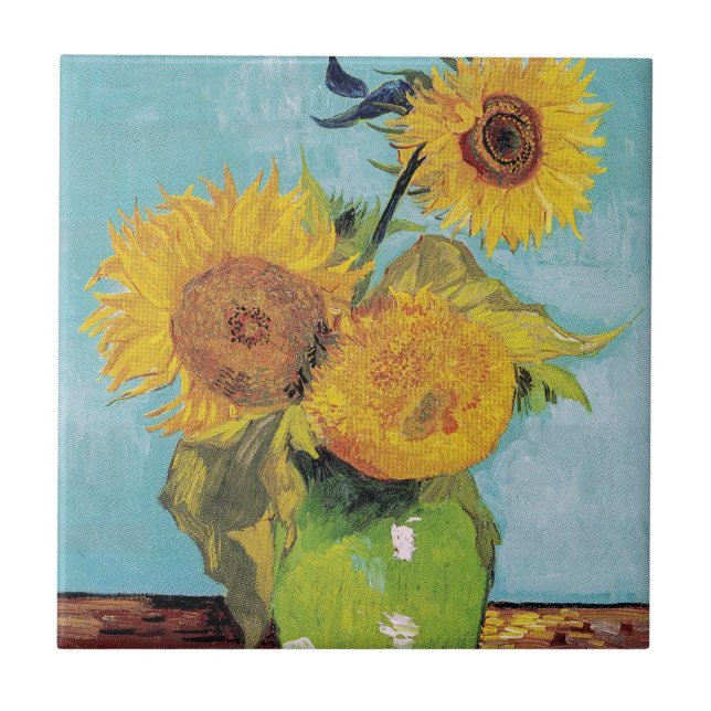 Carreau Vincent Van Gogh - Trois tournesols dans un vase (Devant)