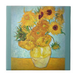 Carreau Vincent van Gogh - vase avec 12 tournesols<br><div class="desc">Vincent van Gogh - vase avec 12 tournesols,  huile sur la toile 1888 par Vincent van Gogh (1853-1890).</div>
