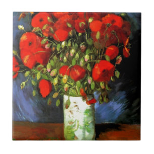 Carreau Vincent Van Gogh Vase Avec Des Poppies Rouges Art