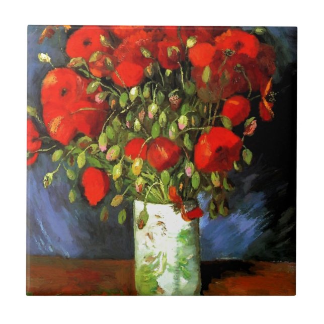 Carreau Vincent Van Gogh Vase Avec Des Poppies Rouges Art  (Devant)