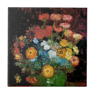 Carreau Vincent Van Gogh - Vase avec des Zinnias Beaux-Art