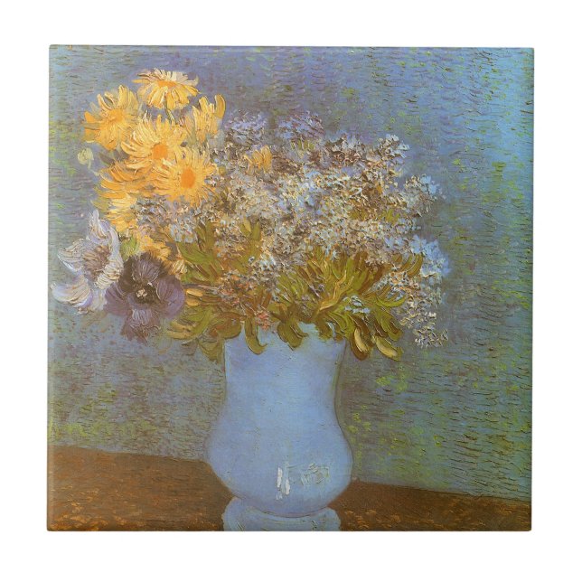 Carreau Vincent van Gogh Vase de Lilacs, Daisées, Anémones (Devant)