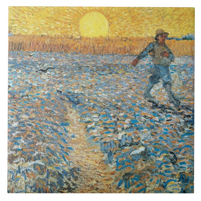 Carreau Vincent Van Gogh Vintage Sower sur Sunset Canvas (Devant)