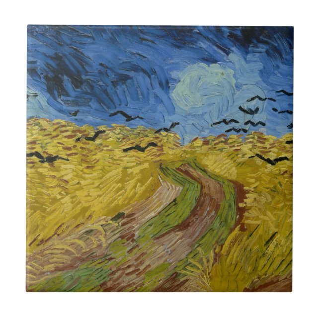 Carreau Vincent van Gogh - Wheatfield avec des corbeaux (Devant)