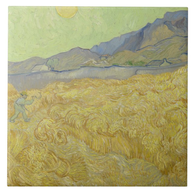 Carreau Vincent van Gogh - Wheatfield avec une Faucheuse (Devant)