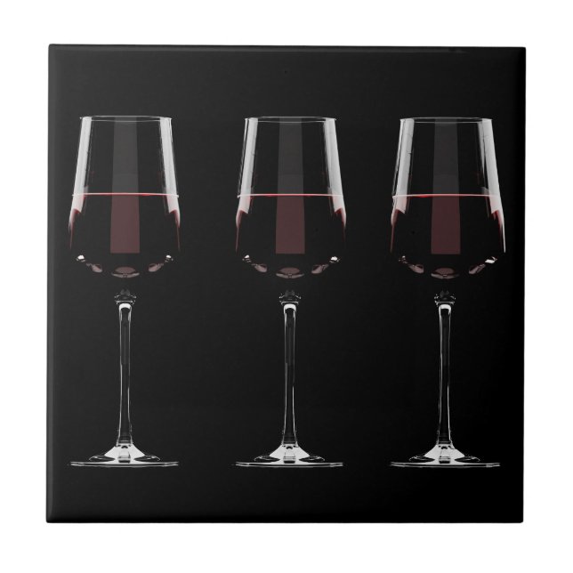 Carreau Vins avec vin rouge sur noir (Devant)