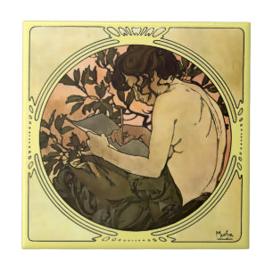 Carreau Vintage 1901 Art nouveau Woman par Alphonse Mucha