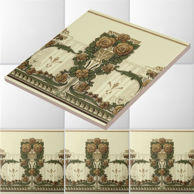 Carreau Vintage 1914 Art Nouveau Style Rose Bush (Créateur téléchargé)