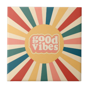 Carreau Vintage 70s Rétro Soleil Couchant Bonnes Vibration
