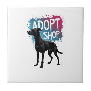 Carreau Vintage Adoptez Ne Faites Pas D'Achats Chien Graff