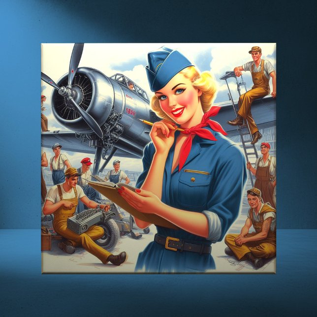 Carreau Vintage Airplane Pin-up (Créateur téléchargé)