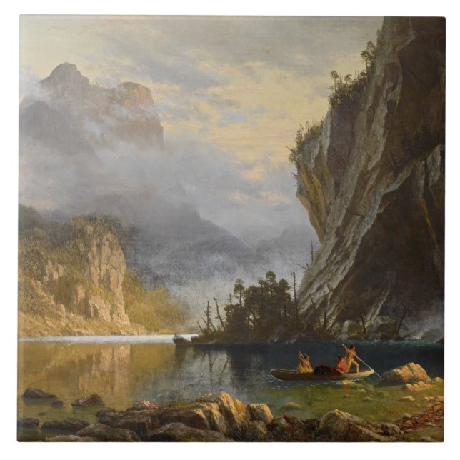 Carreau Vintage Albert Bierstadt Indiens Speed Fishing (Devant)