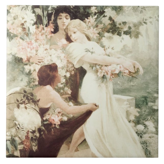 Carreau Vintage Alphonse Mucha Esprit du printemps (Devant)