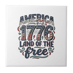 Carreau Vintage America 1776 Terre de liberté conception d