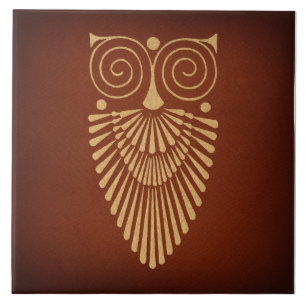 Carreau Vintage Art Déco Owl Style rustique et Brown