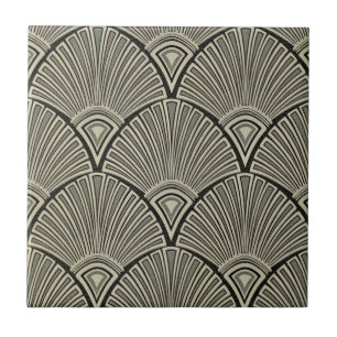 Carreau vintage, Art nouveau, beige, gris, art déco, franç