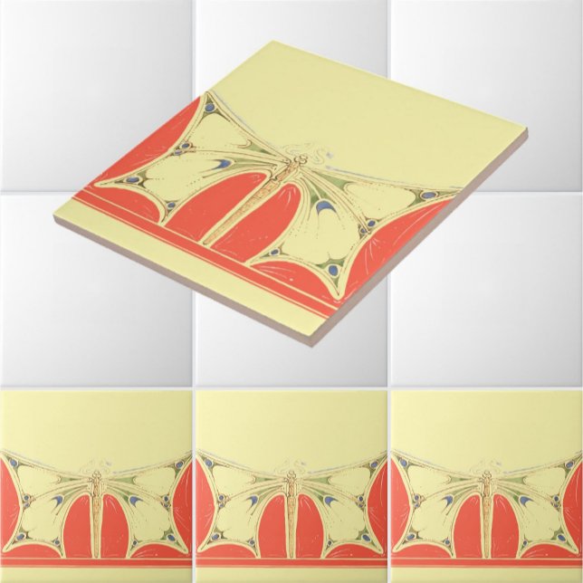 Carreau Vintage Art Nouveau Butterfly Pattern Frieze (Créateur téléchargé)