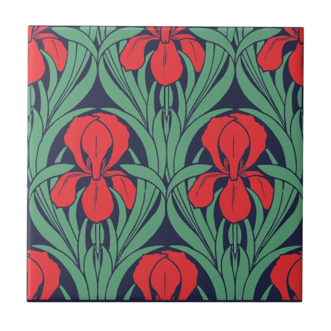 Carreau Vintage Art Nouveau Iris motif (Devant)