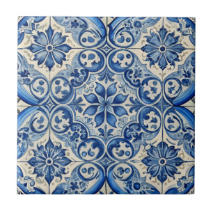 Carreau Vintage Azulejo Motif bleu portugais