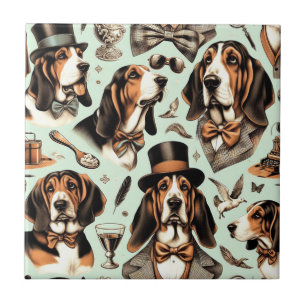 Carreau Vintage Basset Hound sans joint