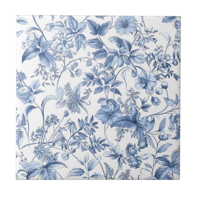 Carreau Vintage Blue Floral Toile Elegant (Devant)