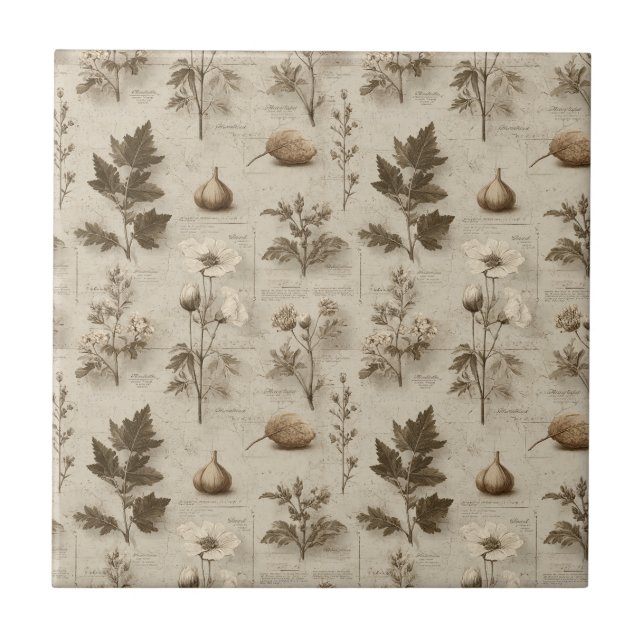 Carreau Vintage Botanical Floral Pattern (12) (Devant)