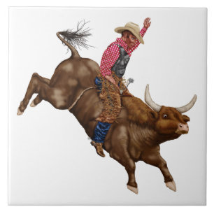Carreau Vintage bull équitation cowboy