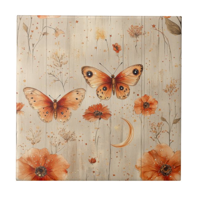 Carreau Vintage Butterfly Wildflower (3) (Devant)