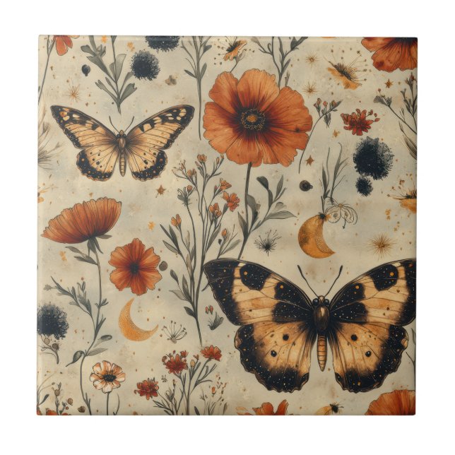 Carreau Vintage Butterfly Wildflower (7) (Devant)