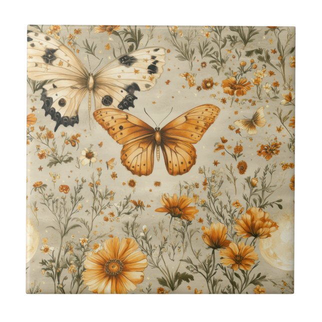 Carreau Vintage Butterfly Wildflower (9) (Devant)