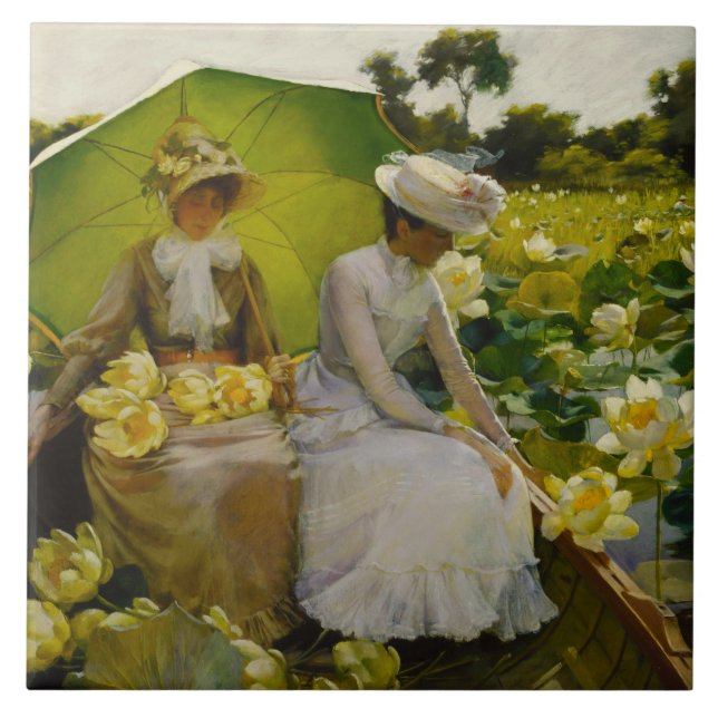 Carreau Vintage Charles Courtney Curran Lotus Lilies (Devant)