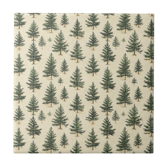 Carreau Vintage Christmas Pine Tree Pattern (3) (Devant)