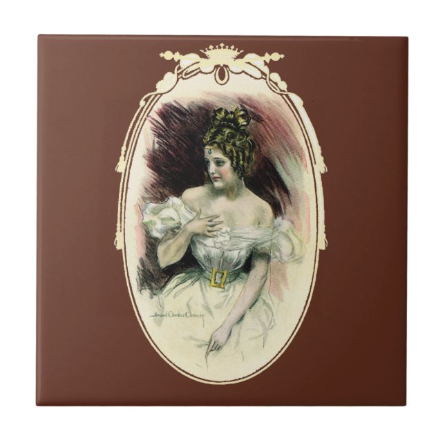 Carreau Vintage Christy Girl, Antique Portrait nuptial (Devant)