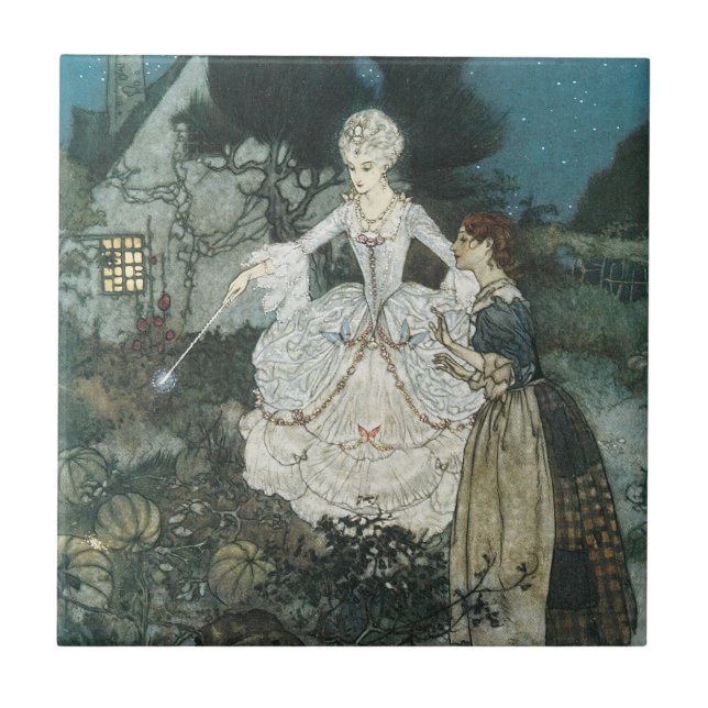 Carreau Vintage Cinderella Fairy Godmère par Edmund Dulac (Devant)