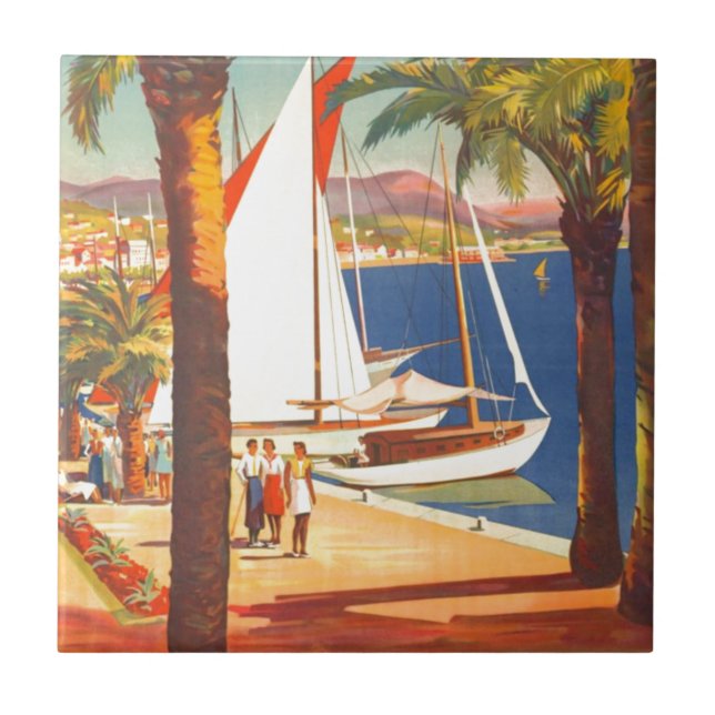 Carreau Vintage Côte d'Azur Voyage en France (Devant)
