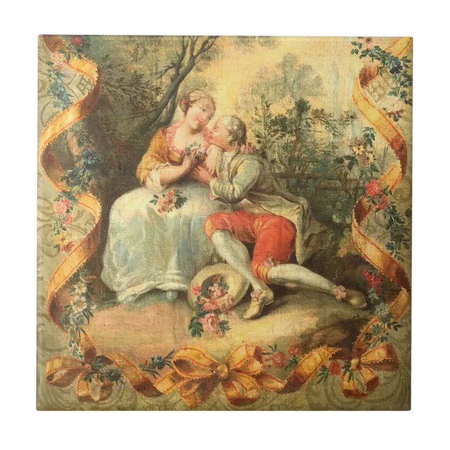 Carreau Vintage Couple Romance Élégant (Devant)