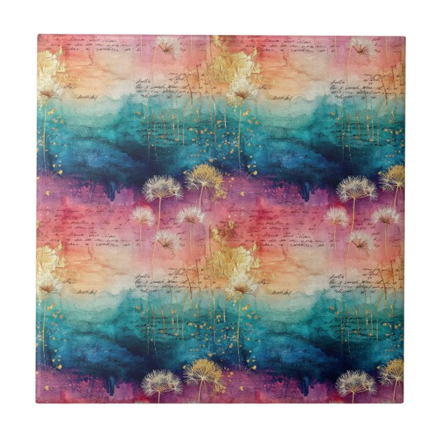 Carreau Vintage Dandelion Abstract Pattern (1) (Devant)