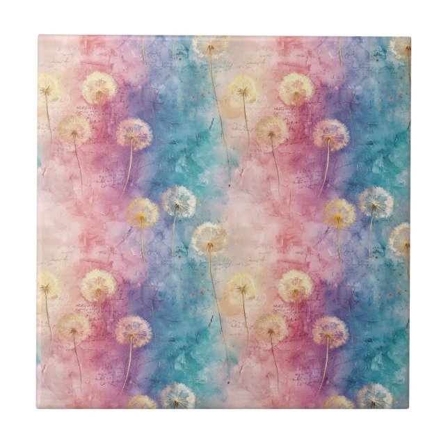 Carreau Vintage Dandelion Abstract Pattern (3) (Devant)