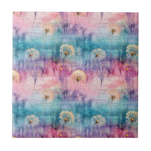 Carreau Vintage Dandelion Abstract Pattern (6) (Devant)