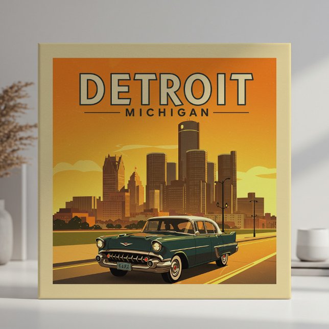 Carreau Vintage Detroit Michigan (Créateur téléchargé)