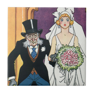 Carreau Vintage drôle Mariage, Mai Décembre Romance