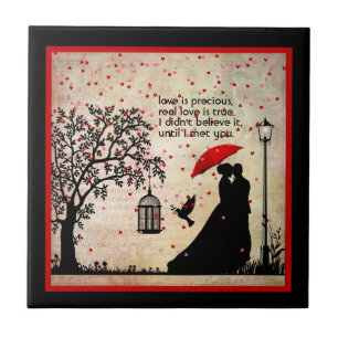 Carreau Vintage Elegant Beige & Black Poetry Valentines