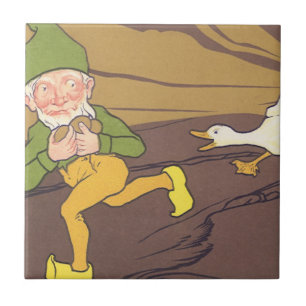 Carreau Vintage Fable d'Ésope L'oie qui pond l'oeuf d'or