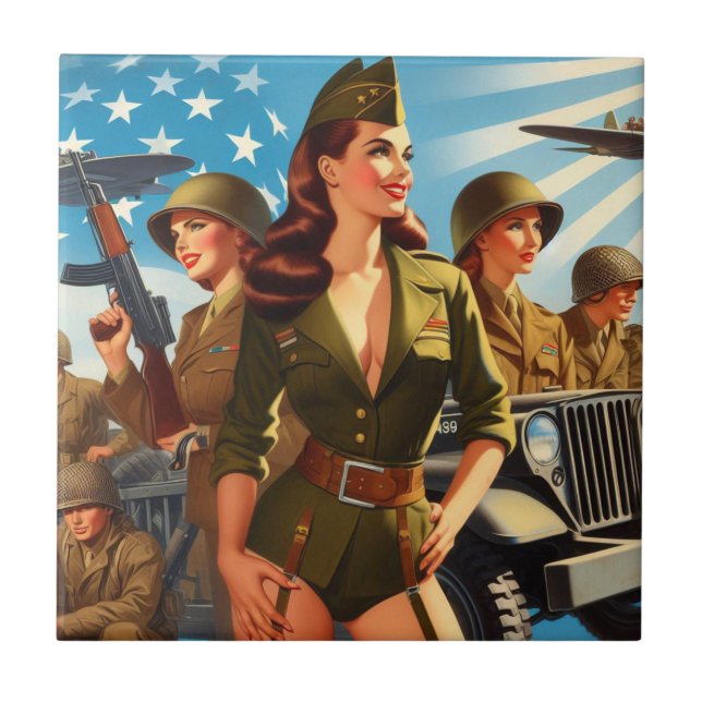 Carreau Vintage fille militaire (Devant)