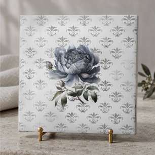 Carreau Vintage floral Bleu chinoiserie toile monogramme